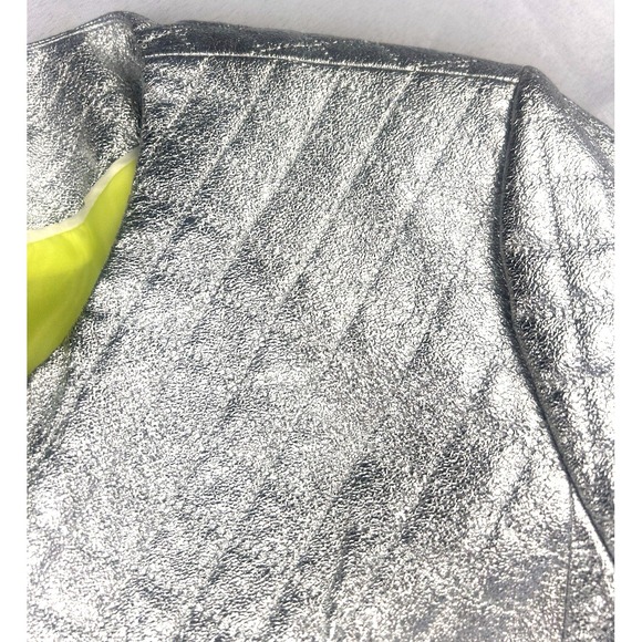 Isaac Mizrahi quilted metallic silver statement piece short jacket size 10 - Picture 6 of 9